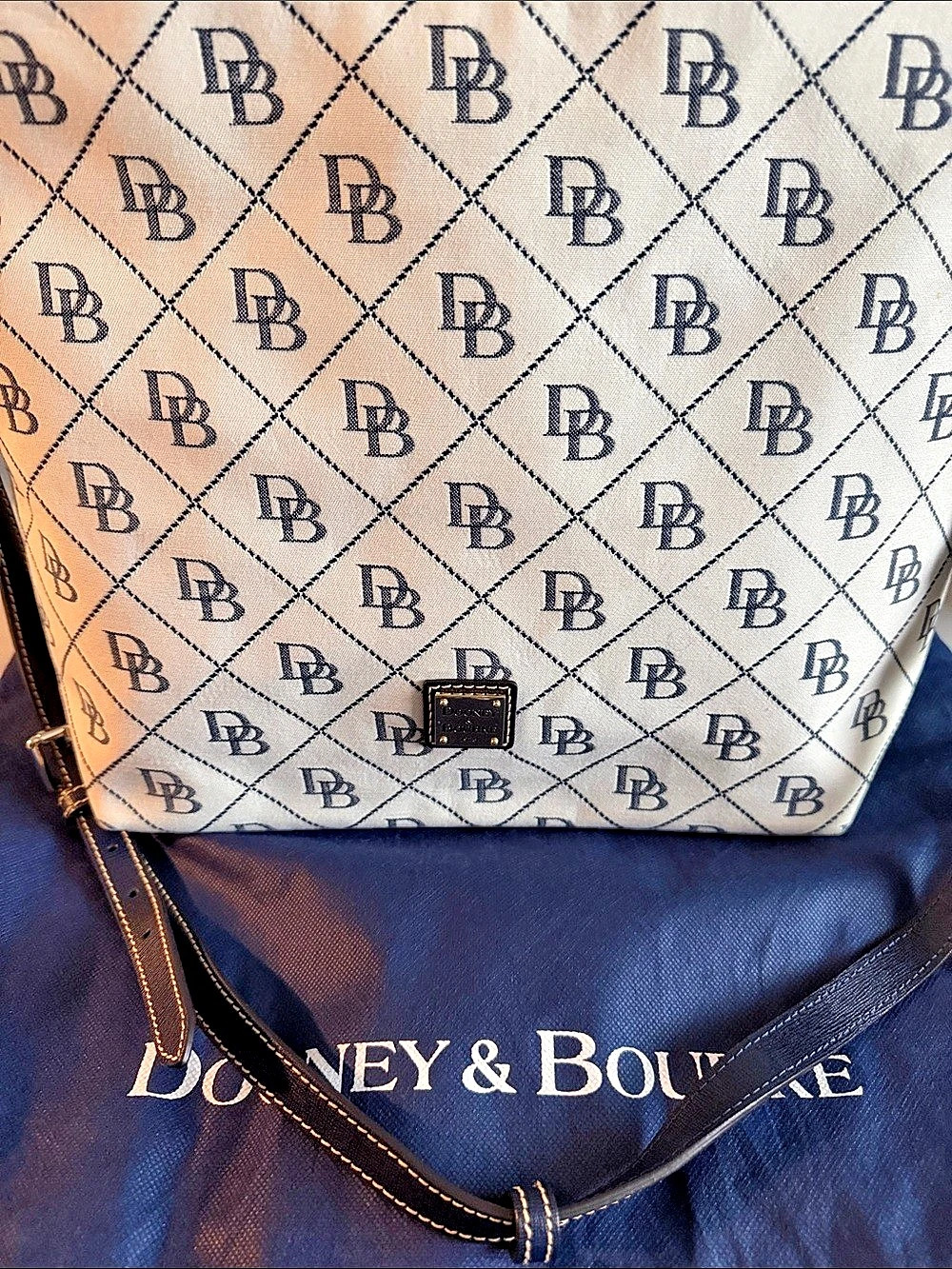 Dooney & Bourke DB75 Multi Top Handle Tote White & Blue
